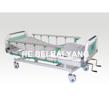 a-68 Movable Double-Function Manual Hospital Bed with ABS Bed Head